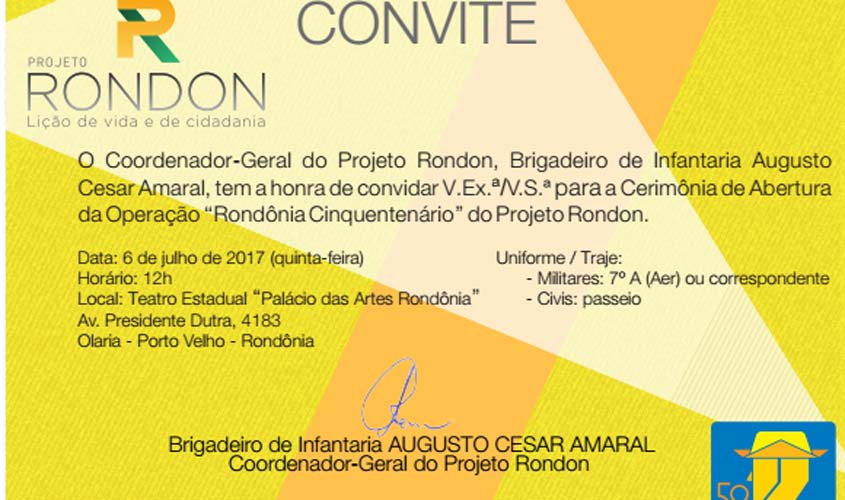PROJETO RONDON - Operação Rondônia Cinquentenário