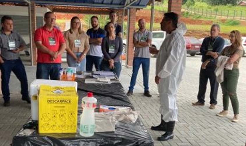 Servidores da Idaron participam de treinamento técnico de peste suína africana, em Santa Catarina