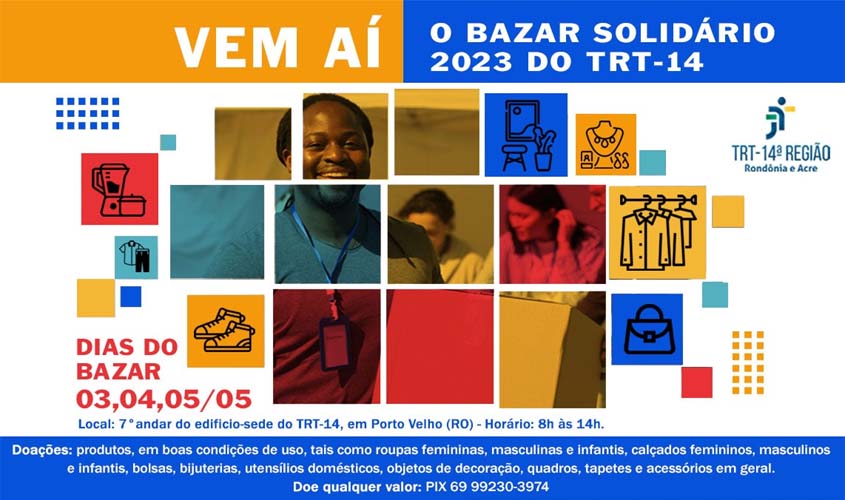 Vem aí: Bazar Solidário 2023 do TRT-14