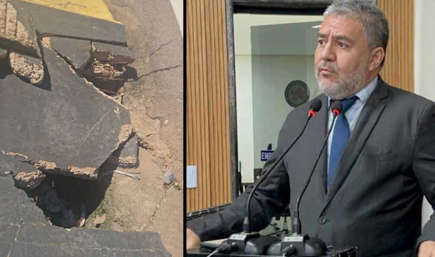 Vereador Fogaça pede reparo de tampa de bueiro danificada no bairro São João Bosco