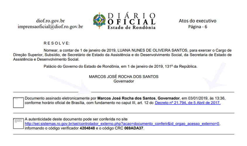 Para acobertar juridicamente despesas com viagem da mulher para posse de Bolsonaro, Coronel Rocha faz nomeações retroativas