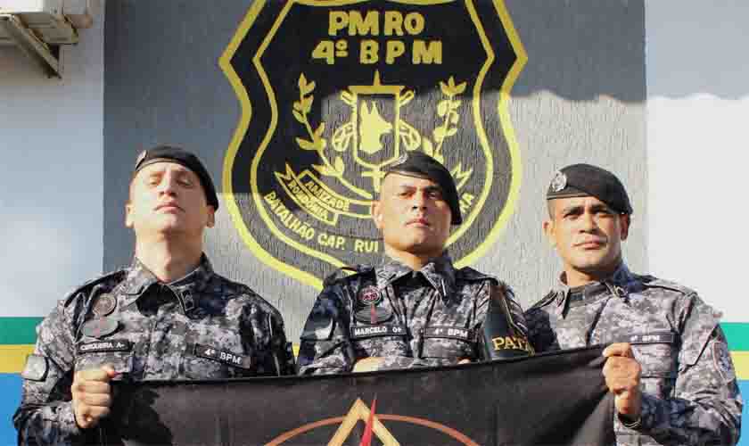 Policiais Militares, que se destacaram no II Curso de Força Tática, são recepcionados pelo 4º BPM