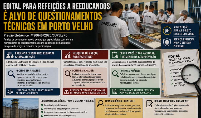 Alimentação prisional: licitação milionária gera debate em Rondônia