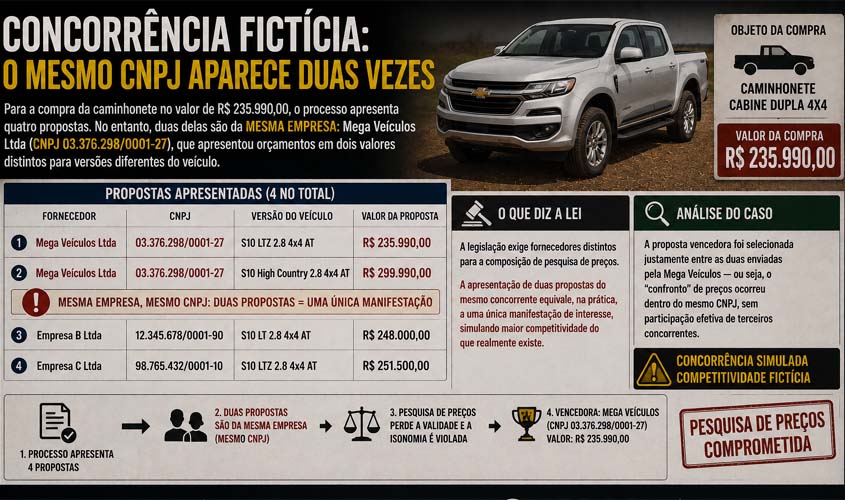Concorrência fictícia: o mesmo CNPJ aparece duas vezes