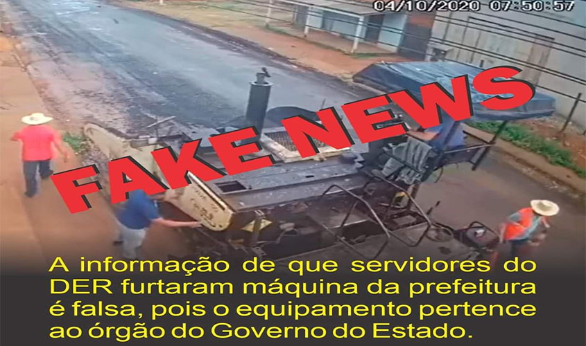 Nota de esclarecimento sobre suposto furto de máquina usada para pavimentar asfalto em Porto Velho