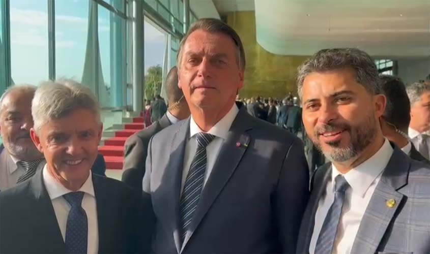 Em Brasília, Marcos Rogério e Bagattoli mantém encontro com Bolsonaro