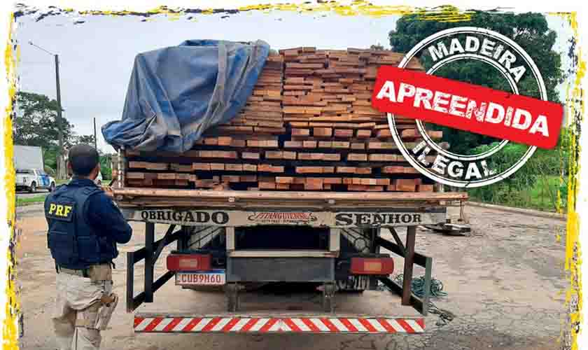 Em Ji-Paraná/RO, PRF identifica transportes irregulares de madeira