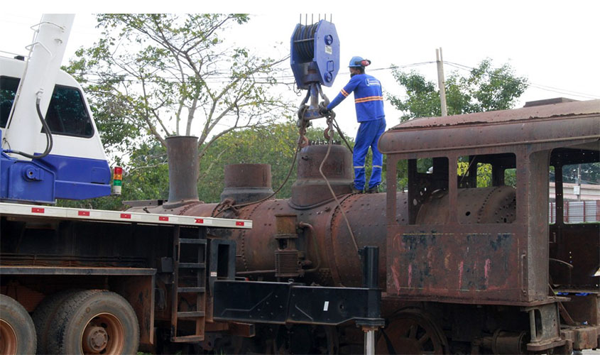 Locomotiva 6 vira atração no Memorial Rondon em uma viagem no passado glorioso da Estrada de Ferro Madeira-Mamoré