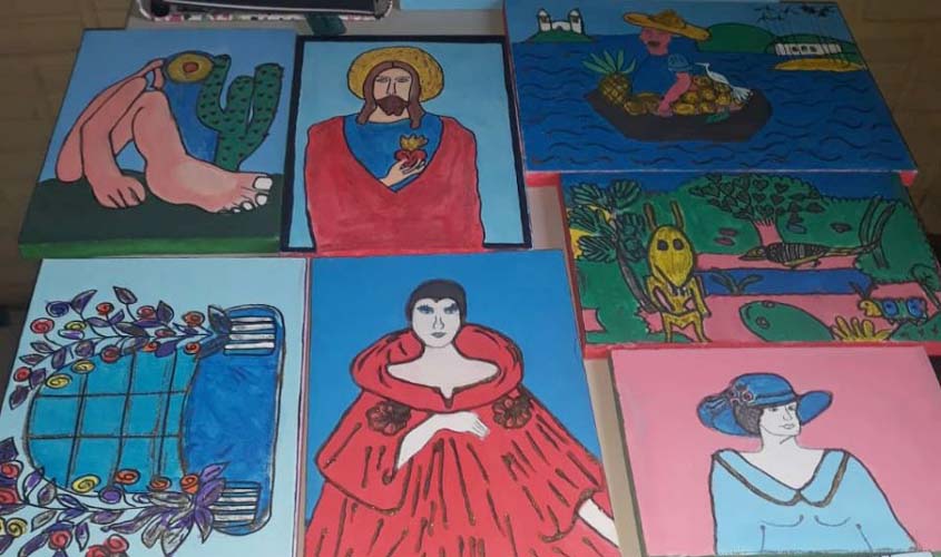 Alunos da Escola Municipal Ulisses Soares levam para as telas obras de Tarsila do Amaral