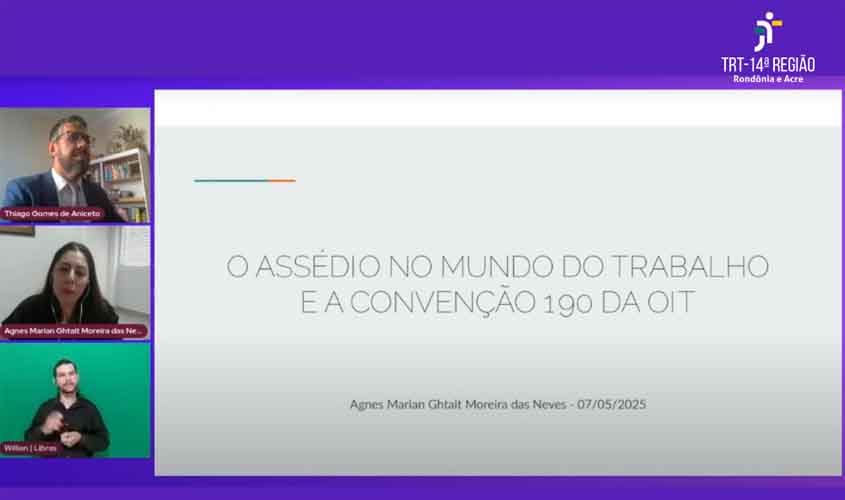 Justiça do Trabalho reforça combate ao assédio em Webinário e Palestra sobre Convenção 190 da OIT