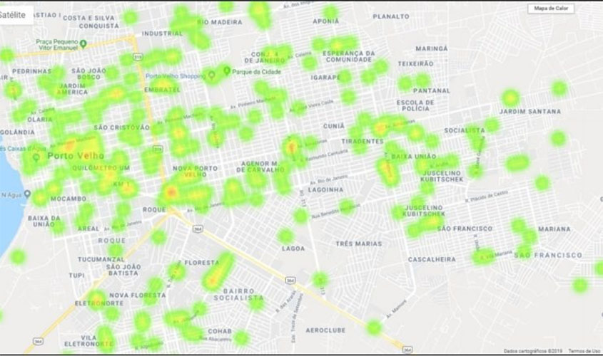 Mapa de calor do trânsito apresenta locais com maiores índices de acidentes