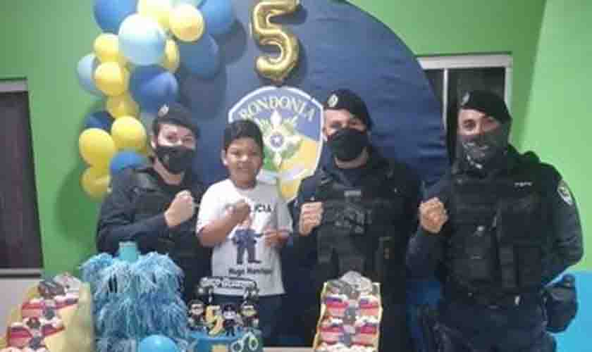 Fã da PM realiza sonho de ter a Polícia Militar em seu aniversário