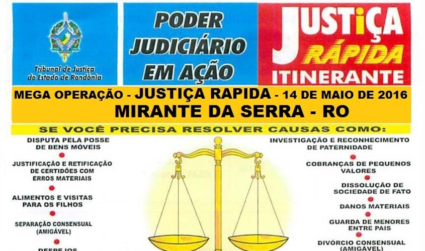 Mega Operação Justiça Rápida será realizada na comarca de Rolim de Moura