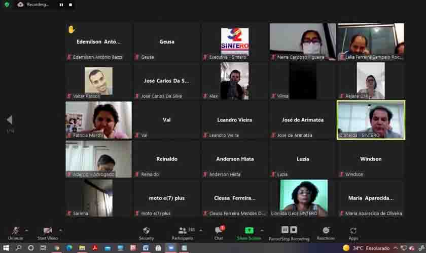 Sintero discute durante assembleia virtual sobre liminar que determinou suspensão da greve sanitária