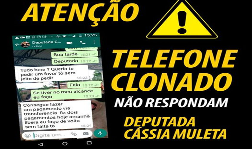 WhatsApp de Cassia dos Muletas é clonado e hacker tenta conseguir dinheiro com varias pessoas da lista de contato da Deputada