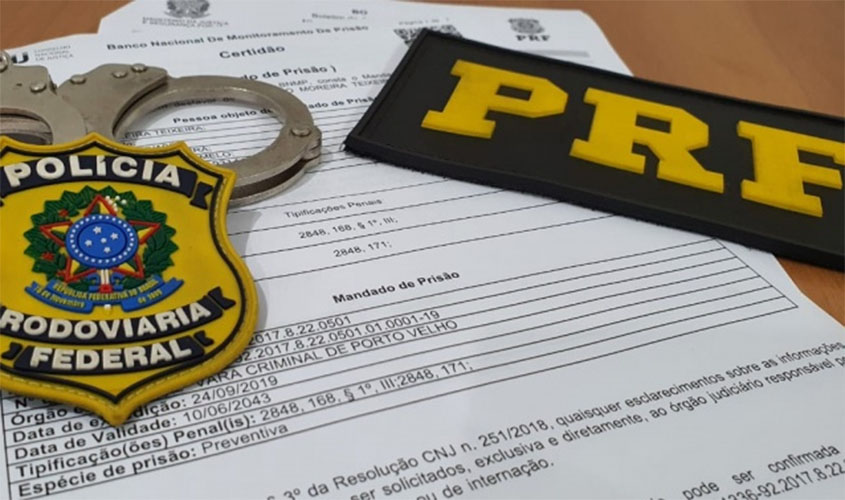 Em Rondônia, PRF cumpre dois mandados de prisão