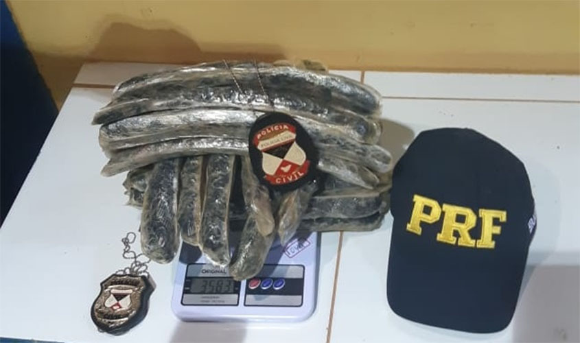 Em Guajará-Mirim/RO, PRF e PC apreendem 3,58 Kg de cocaína
