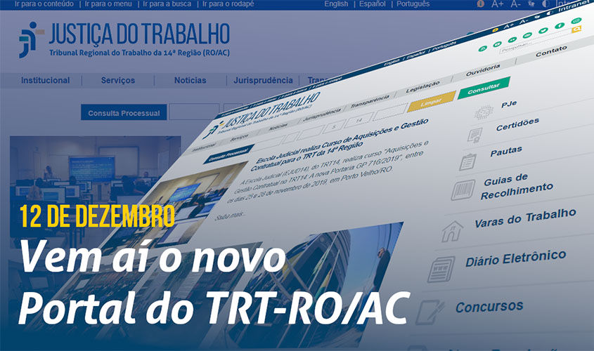 Novo portal do TRT-RO/AC entra no ar nesta quinta-feira (12)