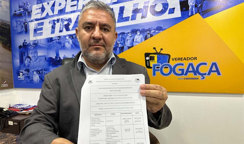 Vereador Everaldo Fogaça recebe da SEMAGRIC divulga cronograma de patrolamento, limpeza e drenagem em Porto Velho