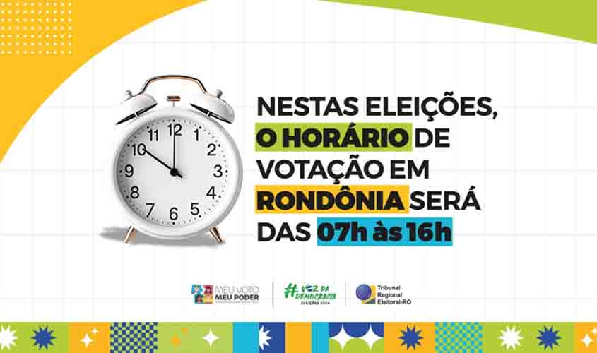 Eleições 2024: horário de votação em Rondônia será das 7 às 16h