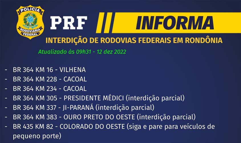 Golpistas bolsonaristas voltam a bloquear rodovias federais em Rondônia 