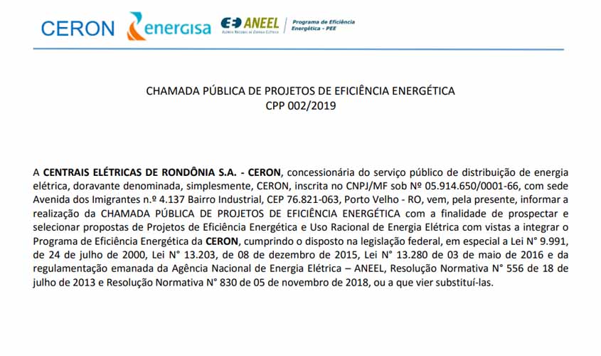 Ceron convida comércio e prefeituras para apresentar projetos de eficiência energética