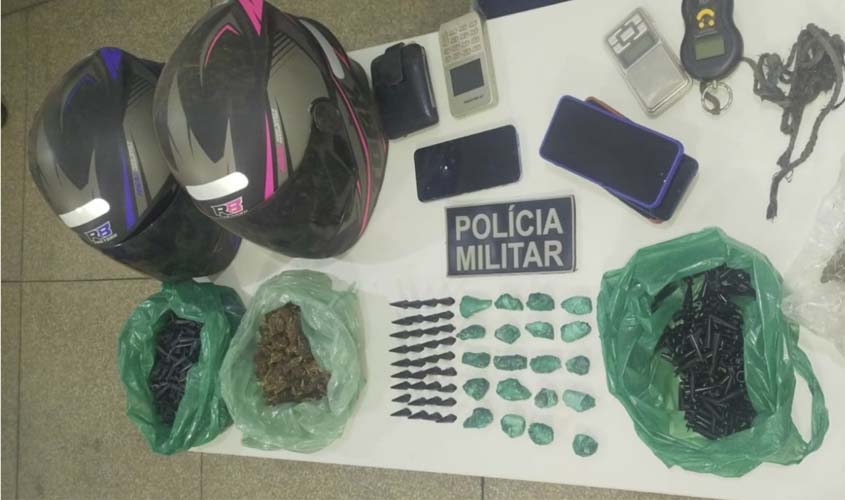 PMRO apreende 2,2 kg de drogas e prende quatro em Novo Plano