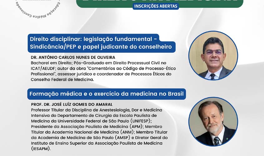 Cremero promove palestras para abordar temas entre o Direito e a Medicina