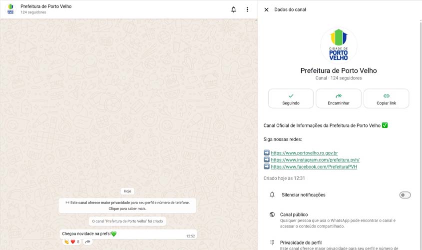 Canal da Prefeitura no WhatsApp facilita acesso a serviços