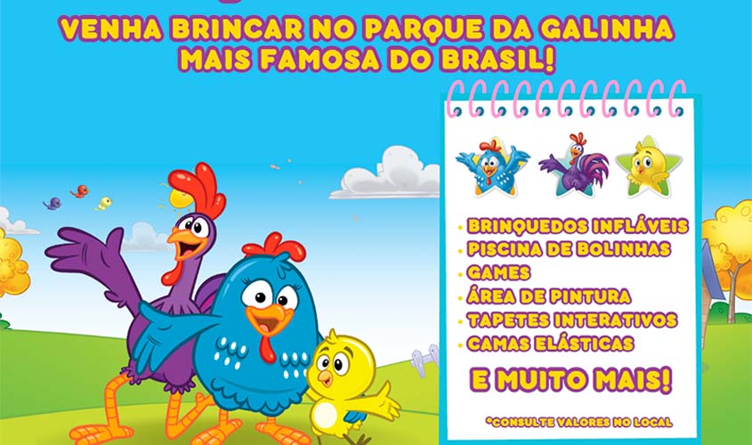 Circuito Galinha Pintadinha: diversão inflável para crianças chega ao Porto Velho Shopping