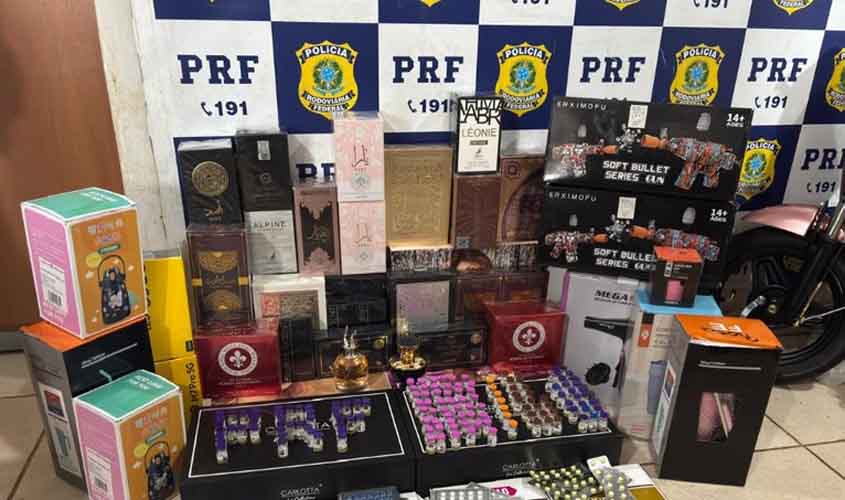 Polícia Rodoviária Federal em Rondônia apreende mercadorias e fármacos contrabandeados