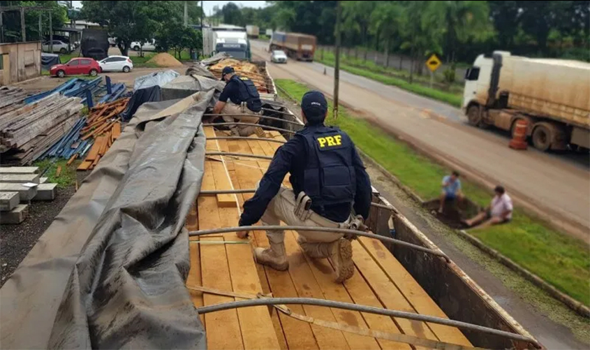 Crime ambiental: em Ji-Paraná/RO, PRF apreende mais de 200 metros cúbicos de madeira ilegal
