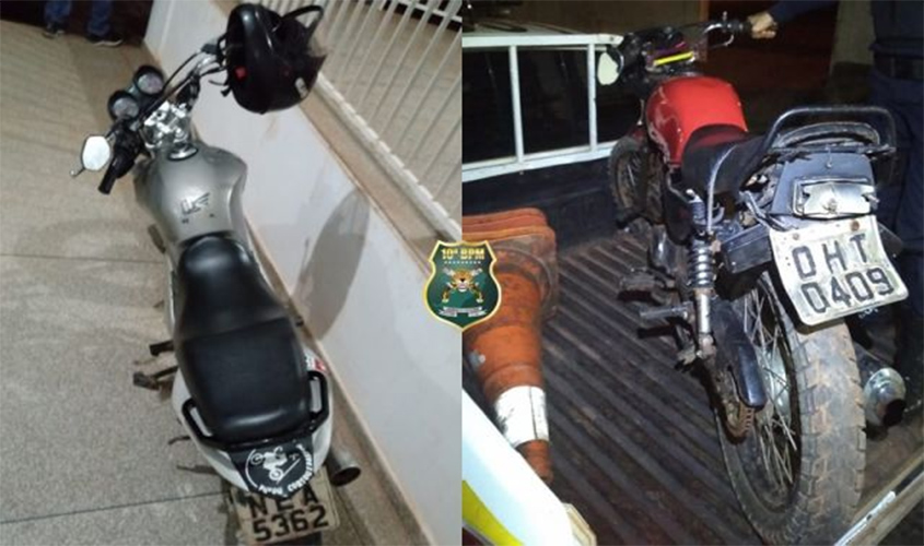 Duas motos furtadas são recuperadas pela Polícia Militar do 10º Batalhão