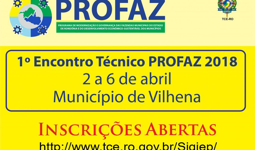 TCE-RO abre inscrições para o 1º Encontro Técnico do Profaz em Vilhena 