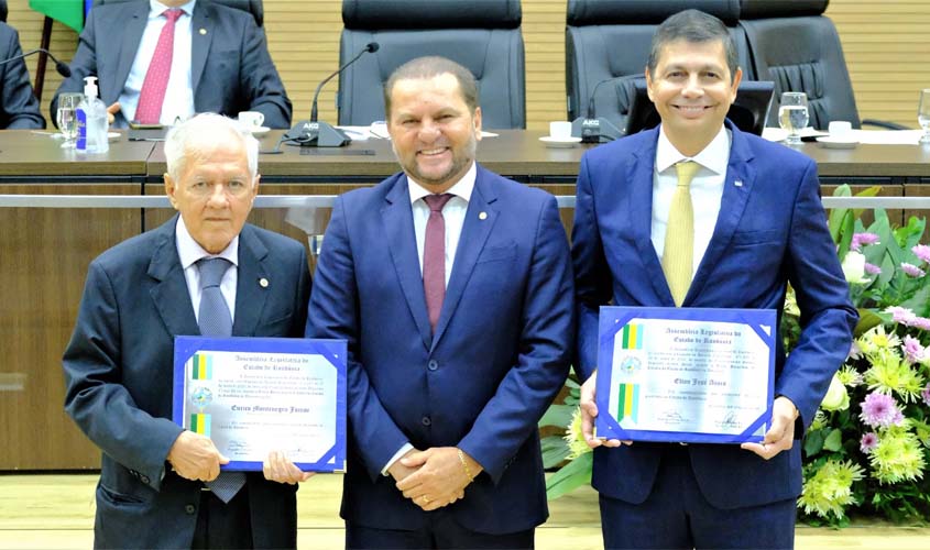 Desembargador Eurico Montenegro Júnior e conselheiro Elton José Assis recebem títulos de cidadãos honorários de Rondônia