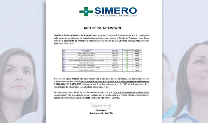 Simero esclarece sobre acordo coletivo na ação proposta para o pagamento do adicional de insalubridade/periculosidade