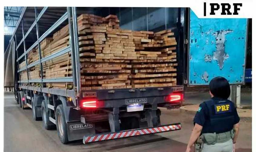 Em apenas 9 horas de fiscalização, PRF identifica diversos transportes irregulares de madeira