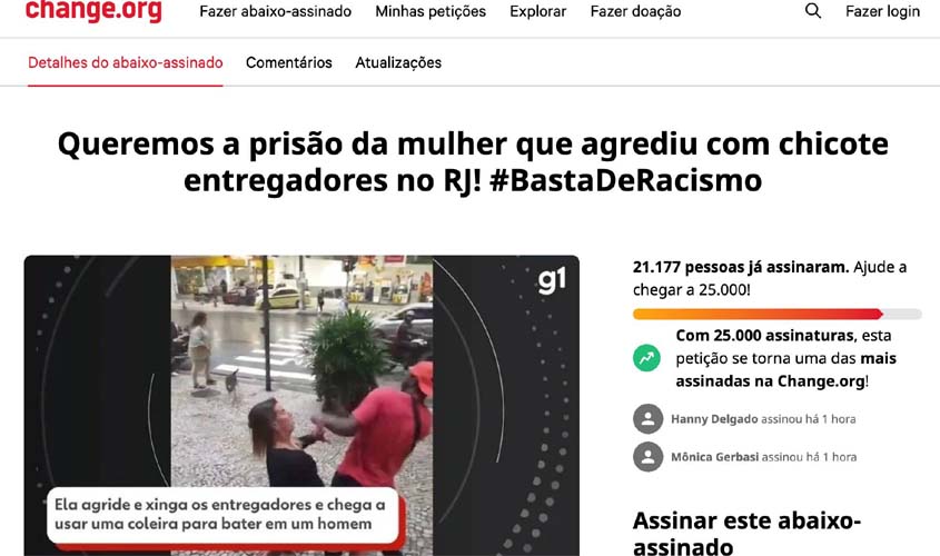 Petição coleta 20 mil assinaturas por prisão de ex-jogadora de vôlei que agrediu entregador com coleira no RJ