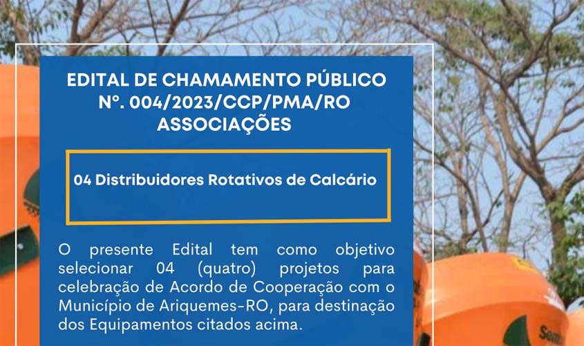 SEMAIC publica Chamamento Público para atender os produtores rurais por meio das Associações com equipamentos para manuseio de calcário