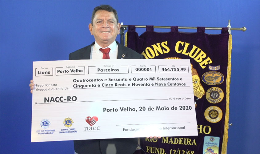 NACC recebe doação de mais R$ 464mil do Lions Clube para a equipar a nova sede em Porto Velho