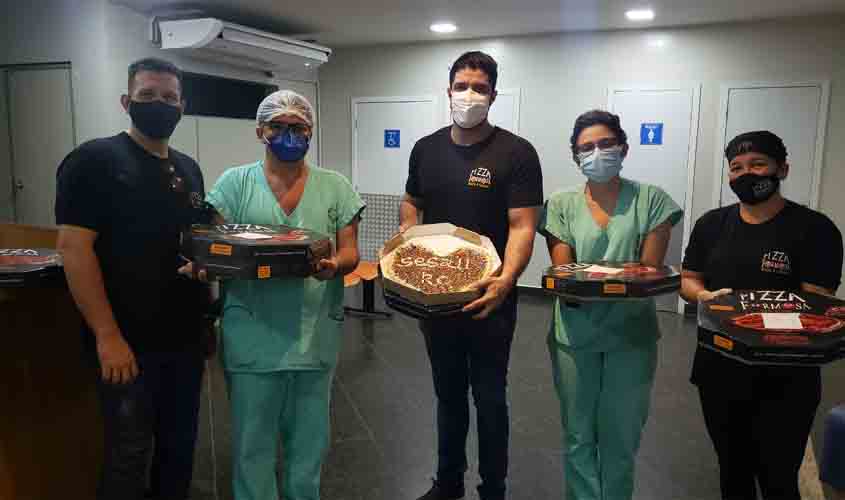 Empresário doa pizzas a servidores de hospitais que atuam no tratamento de pacientes do COVID-19
