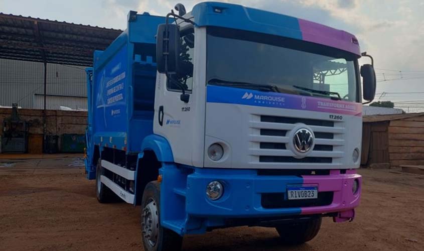 MARQUISE AMBIENTAL REFORÇA CAMPANHA EM PORTO VELHO SOBRE IMPORTÂNCIA DOS CUIDADOS COM A SAÚDE E MANTÉM CAMINHÕES NAS CORES AZUL E ROSA