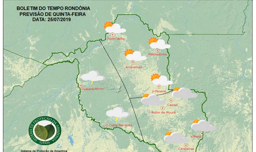 Frente fria chega a Rondônia nesta quinta-feira, prevê Sipam