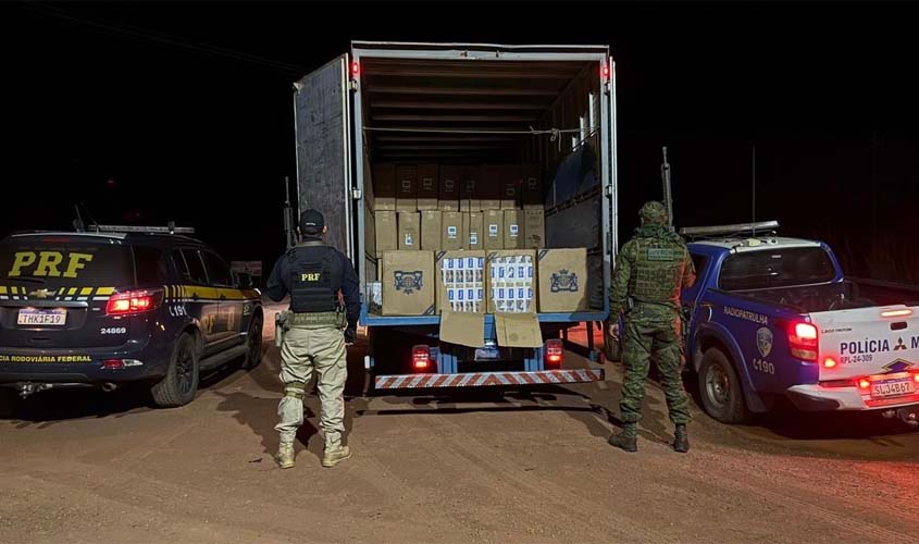PRF e PM apreendem 100 mil maços de cigarros na BR-364