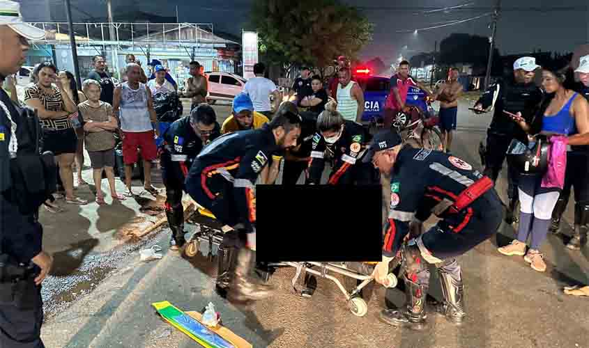 Caminhonete avança preferencial e deixa motociclista em estado grave em Porto Velho