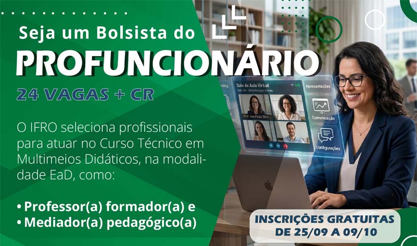 IFRO abre seleção para professores e mediadores do Profuncionário