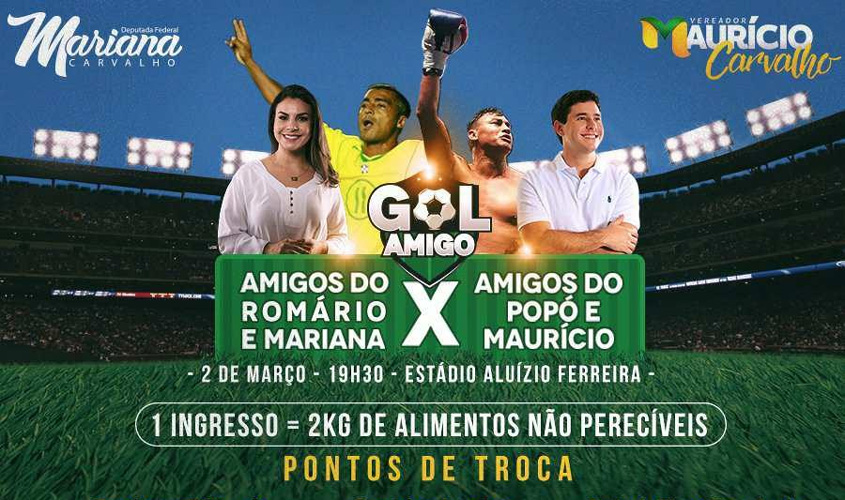 Ingresso para jogo com Romário, Popó e outros craques são dois quilos de alimento