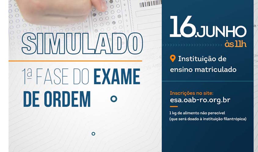 OAB/RO promove Simulado do Exame de Ordem em junho 