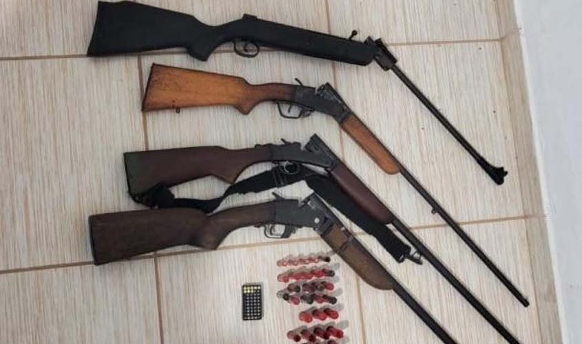 Polícia Militar prende autor de tentativa de homicídio e apreende quatro armas de fogo