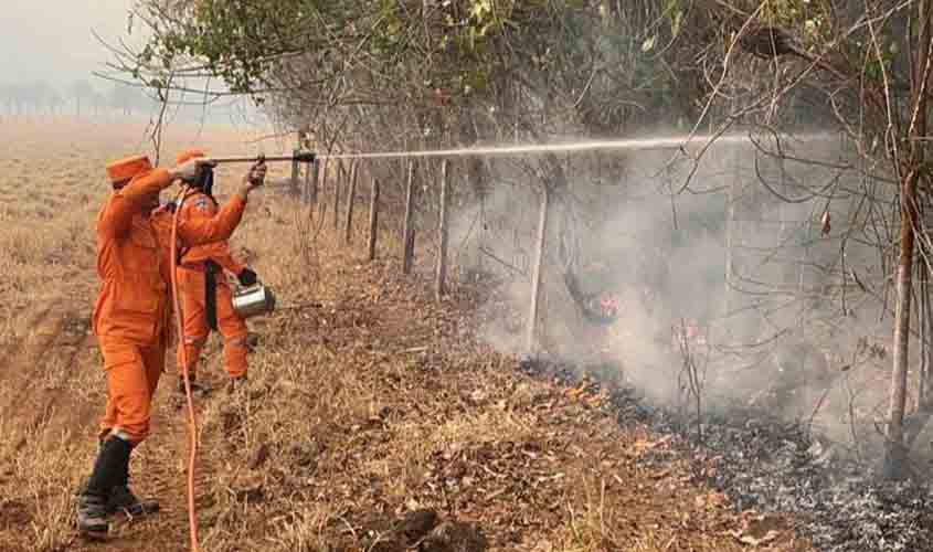 Força-tarefa do Corpo de Bombeiros Militar de Rondônia executa ação de combate a incêndio florestal